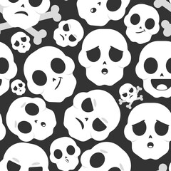 Skull emotions vector cartoon seamless pattern background for wallpaper, wrapping, packing, and backdrop.