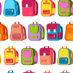 Backpack vector cartoon seamless pattern background for wallpaper, wrapping, packing, and backdrop.