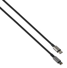 cable with USB and Lightning connector, on white background