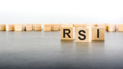 word RSI is made of wooden blocks on gray background