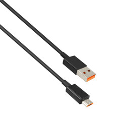 cable with USB and micro USB connector, on white background