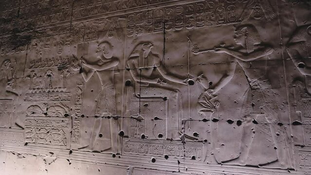 Wall Paintings In The Ancient Egyptian Temple Of Abydos