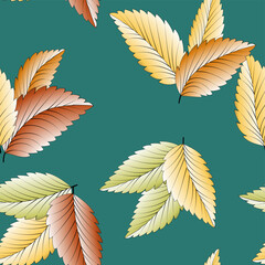 Fototapeta na wymiar Seamless pattern abstract leaf. Vector fabric seamless pattern. Design element. Abstract floral illustration.