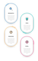 Vertical infographic design with icons and 4 options or steps. Thin line. Infographics business concept. Can be used for info graphics, flow charts, presentations, mobile web sites, printed materials.
