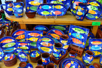 Algarvian souvenir potterny, embleem of Algarve, Portugal, Europe