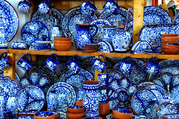 Algarvian souvenir pottery, emblem of Algarve, Portugal, Europe 