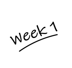 week 1 memo note. vector illustration message in black lettering. schedule or plan heading  - obrazy, fototapety, plakaty