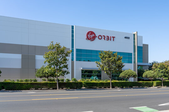 Long Beach, CA, USA - July 10, 2022: Virgin Orbit headquarters in Long Beach, California, USA. Virgin Orbit is a company within the Virgin Group which provides launch services for small satellites.
