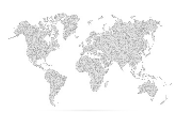World map. Simple flat dot. Worldmap dotted global. Globe point. World maps circle. Worldwide continents isolated on white background. Silhouette center for design print. Planet abstract bg. Vector
 - obrazy, fototapety, plakaty
