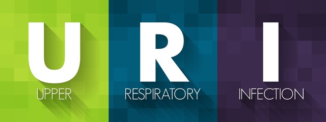 URI Upper Respiratory Infection - contagious infection of the upper respiratory tract,  acronym text concept background - obrazy, fototapety, plakaty