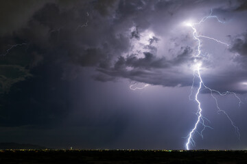 Naklejka na ściany i meble Lightning storm in Arizona