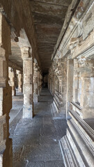 A corridor filled with pillars in symmetry, Dharasuram, Tamil Nadu, India