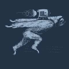 Fototapeta premium Rocket Sloth vector T Shirt design. Download it Now