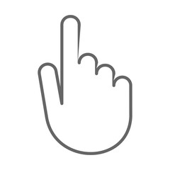 Isolated outline touching finger icon. Gray hand and finger symbol. Thumb icon. Vector stock.