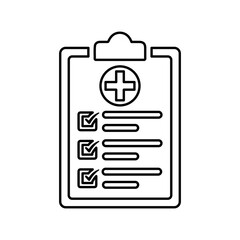 Medical record outline icon. Line art sketch.