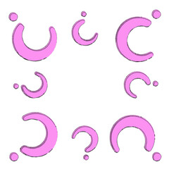 Pink question marks on a white background with space for text in the middle. Illustration of idea, answer, questionnaire, research, Why question, riddle, puzzle, choice, doubt. Vector image.