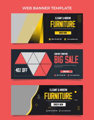 Exclusive Furniture sale social media cover and web banner premium template design