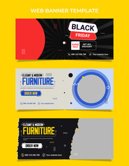 Exclusive Furniture sale social media cover and web banner premium template design