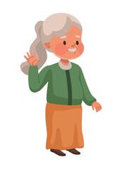 old woman saludating