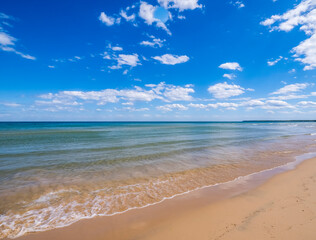 Shoreline beach on Lake Michigan in Jacksonport in Door County Wisconsin USA