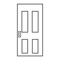 Door entrance vector illustration house outline. Doorway interior exit isolated white and front architecture room line thin