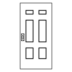 Door entrance vector illustration house outline. Doorway interior exit isolated white and front architecture room line thin