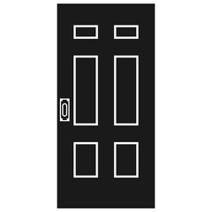 Door entrance vector illustration house solid black. Doorway interior exit isolated white and front architecture room