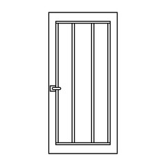 Door entrance vector illustration house outline. Doorway interior exit isolated white and front architecture room line thin