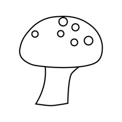Mushroom vector illustration icon fungus outline. Nature art plant isolated white and forest design doodle symbol line thin