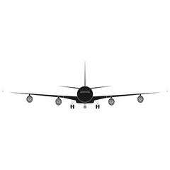 Airplane travel vector icon illustration transportation solid black. Aircraft symbol and fly plane transport isolated white