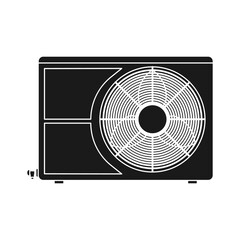 Air conditioner climate vector icon solid black. Symbol temperature illustration cooling isolated white and conditioning house sign