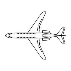 Fototapeta na wymiar Airplane travel vector icon illustration transportation outline. Aircraft symbol and fly plane transport isolated white line thin