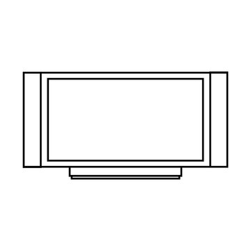 recommend clip art: TV technology screen television vector illustration icon outline. Display electronic design isolated white equipment line thin