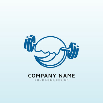 a powerful ocean water themed logo for a Cross Fit gym