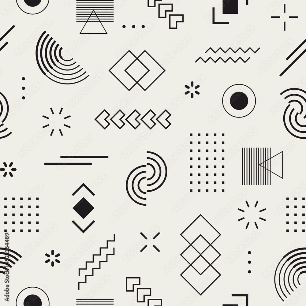 Aufkleber geometric seamless pattern. repeated abstract graphic shapes background. modern gray texture. repeat