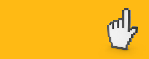 Hand Cursor Web Browser 3D Rendering, 3D Illustration, Space Concept, Click Mouse