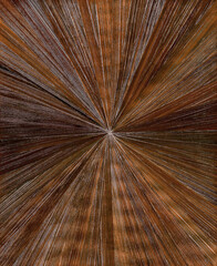 Dark brown straw marquetry in starburst radial pattern