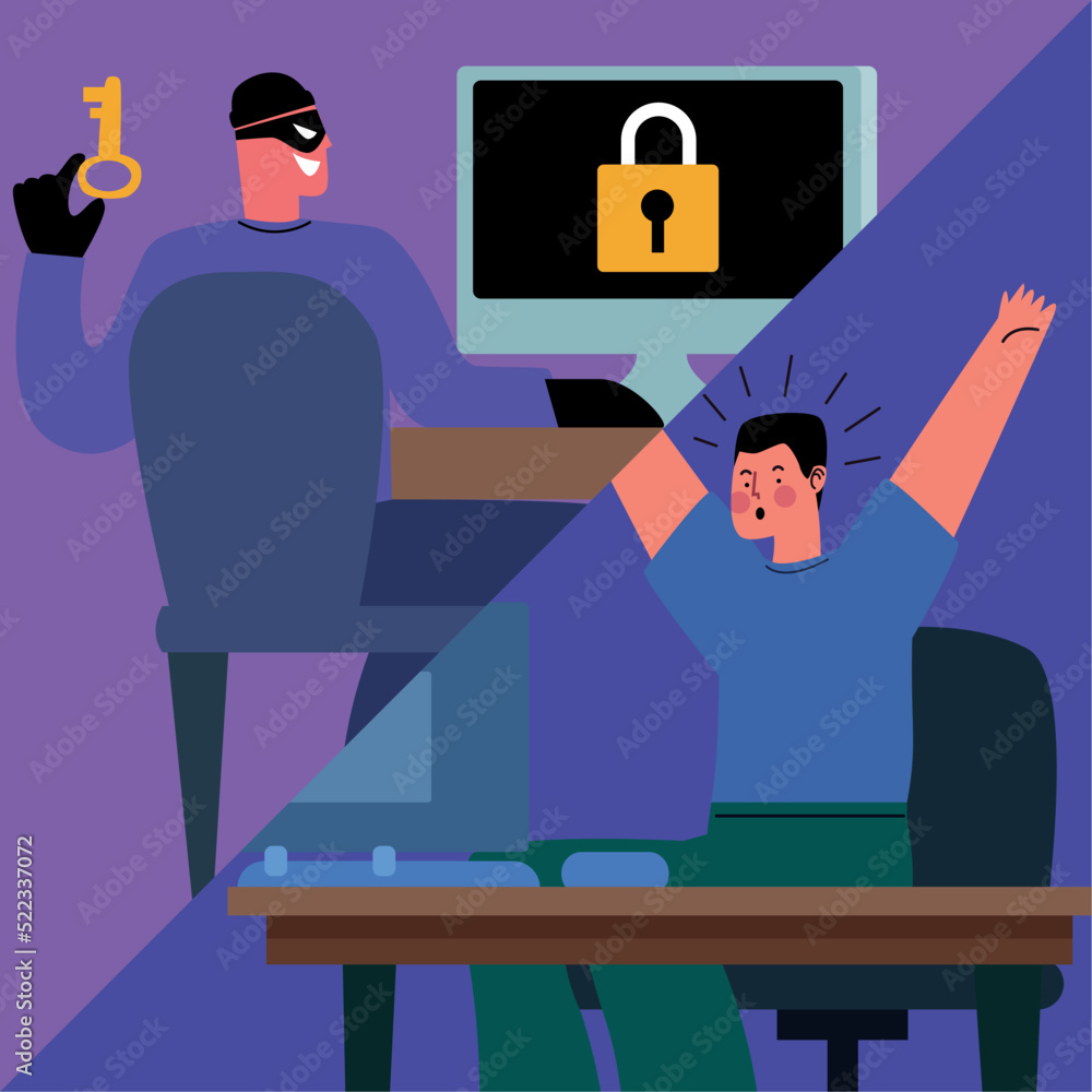 Poster man and hacker cyber fraud