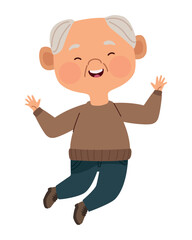 asian old man jumping