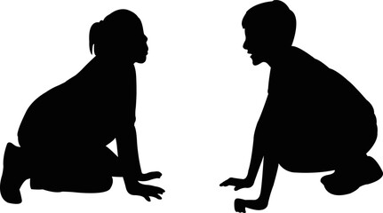 a boy an a girl body silhouette vector