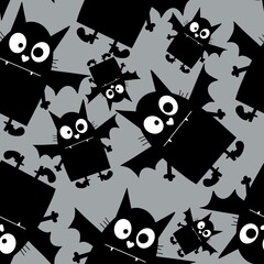 Cartoon Halloween seamless bats vampire with wings pattern for kids accessories and festive wrapping and fabrics