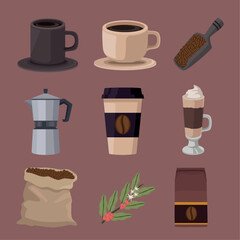 nine coffee drink icons
