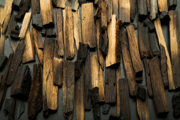 texture of burnt oak chips