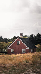 Red Danish house in Fanø island countryside 
