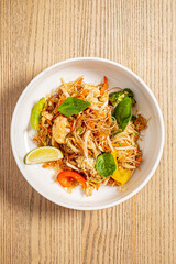 Pad thai noodles with chicken