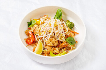 Pad thai noodles with chicken
