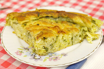 homemade cheese and spinach pie