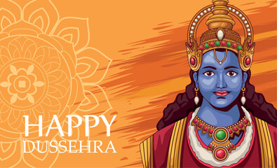 happy dussehra poster with lord rama