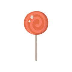Halloween sweet lollipop, round hard sugar candy on stick.