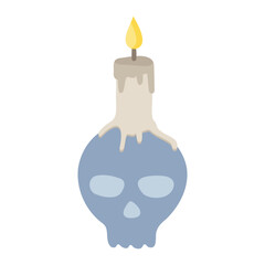 The skull-shaped candlestick is a decorative element for Halloween.